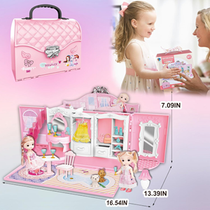 ست اسباب بازی خانه عروسکی 2 در 1 مدل کیف ویلایی 2in1 Portable Dollhouse Toy Playset with Carry Handle _اسباب بازی